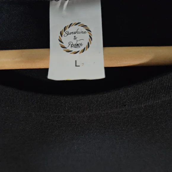 Black Leopard & Sequin Sleeve Raglan Top - Picture 4 of 6